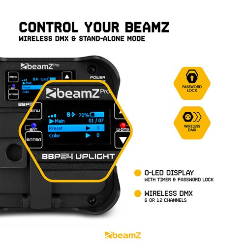 BeamZ BBP54 DMX Wireless Battery Uplighter