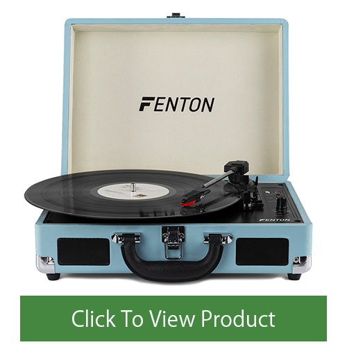 Fenton RP115 Blue Briefcase Record Player with Bluetooth