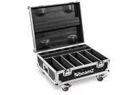 A DJ flight case with black panels and aluminium edging trim and rounded corners
