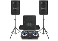 A complete DJ Package comprising of a pair of passive DJ speakers, a subwoofer and a CDJ amplified CD mixer.