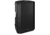 A single DJ Speaker with black mesh grille, one of a pair of active DJ speakers.