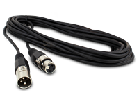 Black DMX Cables with 3 pin and 5 pin metal connectors used as dmx lighting cables