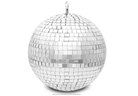 A 20cm mirror effect disco ball complete with mounting hook and motor.