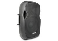 A single passive DJ speaker in a durable impact resistant enclosure with carry handles.