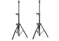 Two PA speaker stands with height adjustment and speaker tripod stand base.