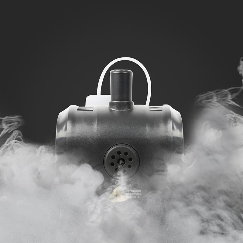 A battery powered smoke machine with fog either side.