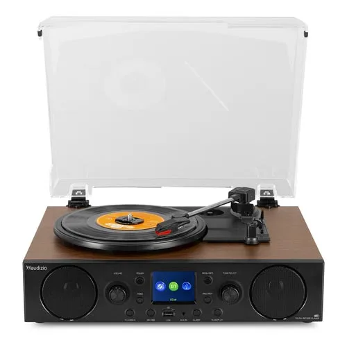 Audizio Tulsa Retro Record Player, Built in Speakers - DAB & Bluetooth