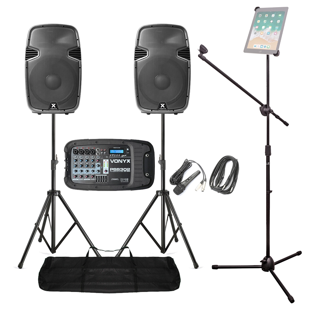 Professional Karaoke Setup - PSS302 System & Microphone Tablet Stand