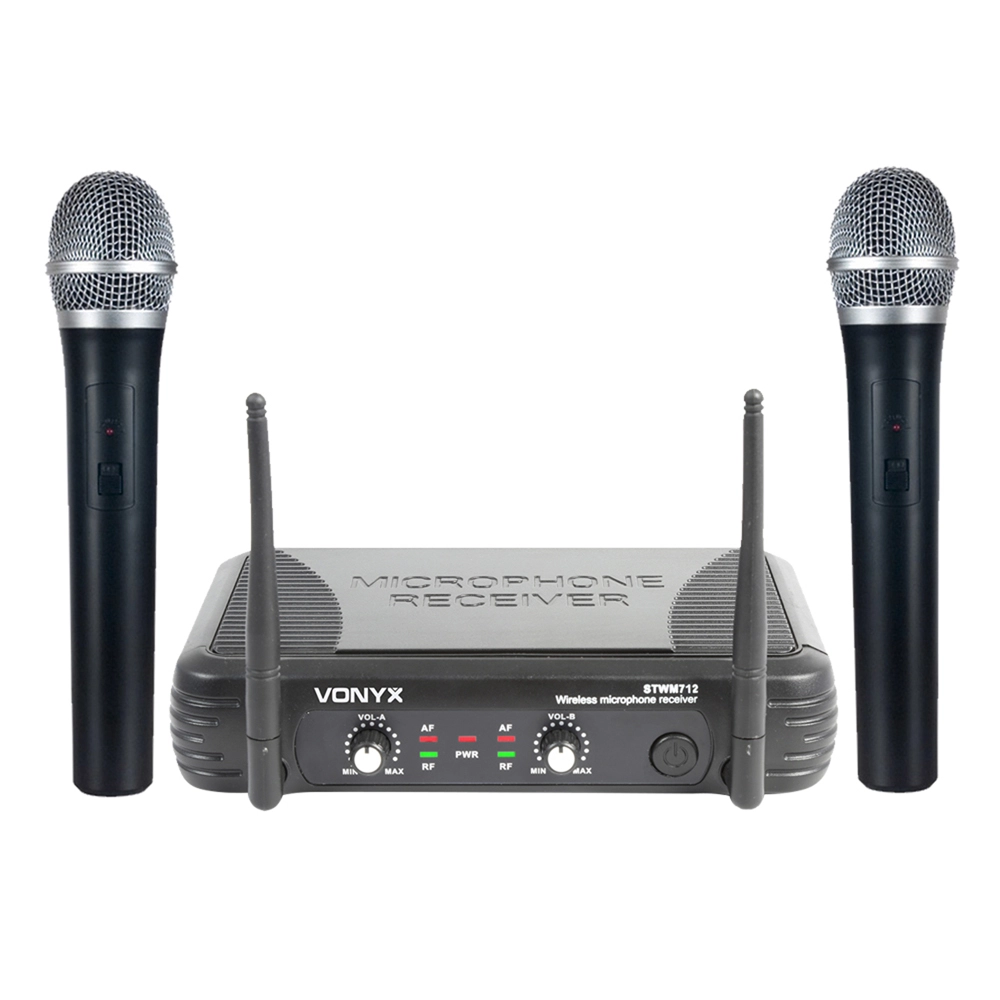 Vonyx STWM712 Wireless Handheld Microphone System, VHF 2-Channel