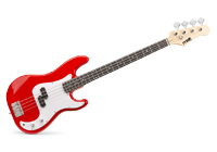 A red beginner bass guitar