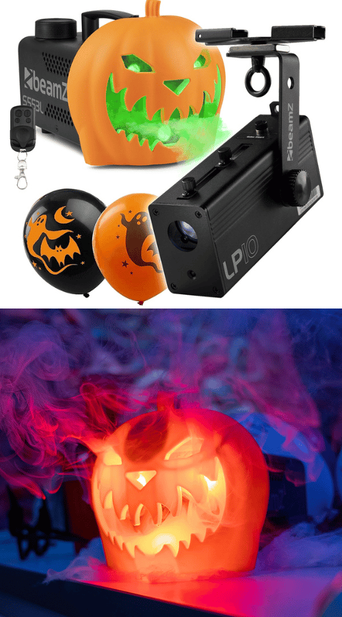 BeamZ LP10 Portable Halloween Projector with Pumpkin Smoke Machine