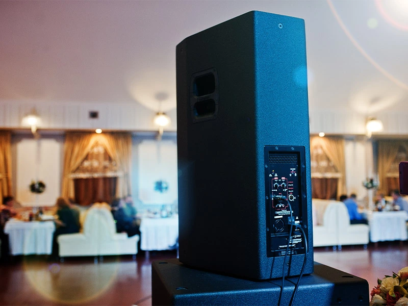 Active PA speaker and Subwoofer at a wedding reception