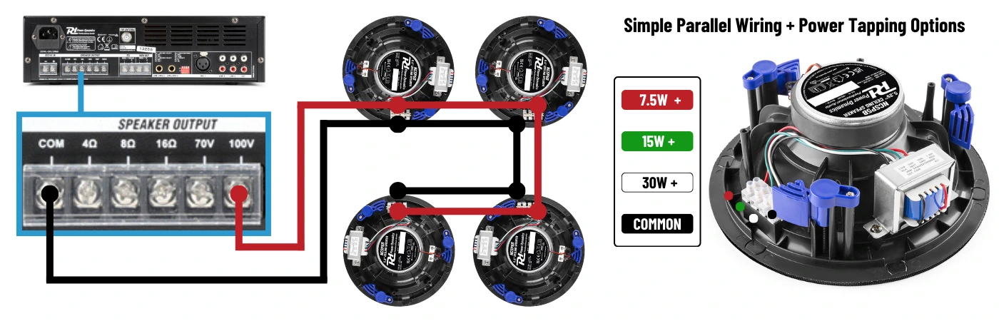 How to Wire 100V Line Speakers - Basic Single Zone 100V Line Wiring