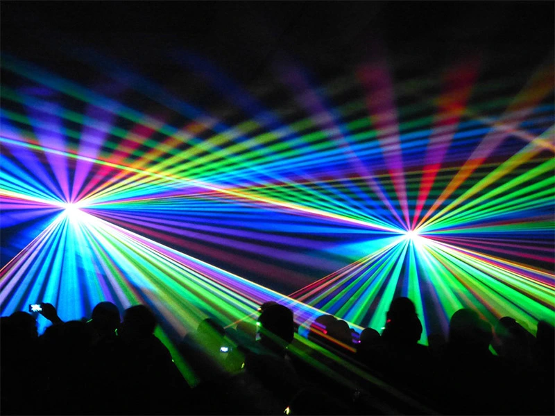 Full colour laser lights in a night club