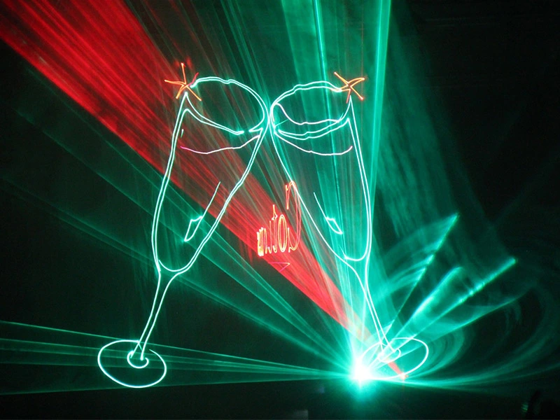 Laser animation of champagne glasses
