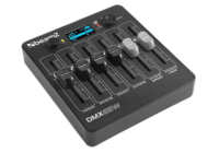 Compact DMX lighting controller with sliders and digital display