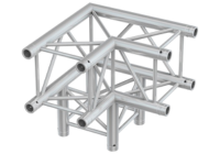 Silver aluminium truss corner piece with reinforced triangular design